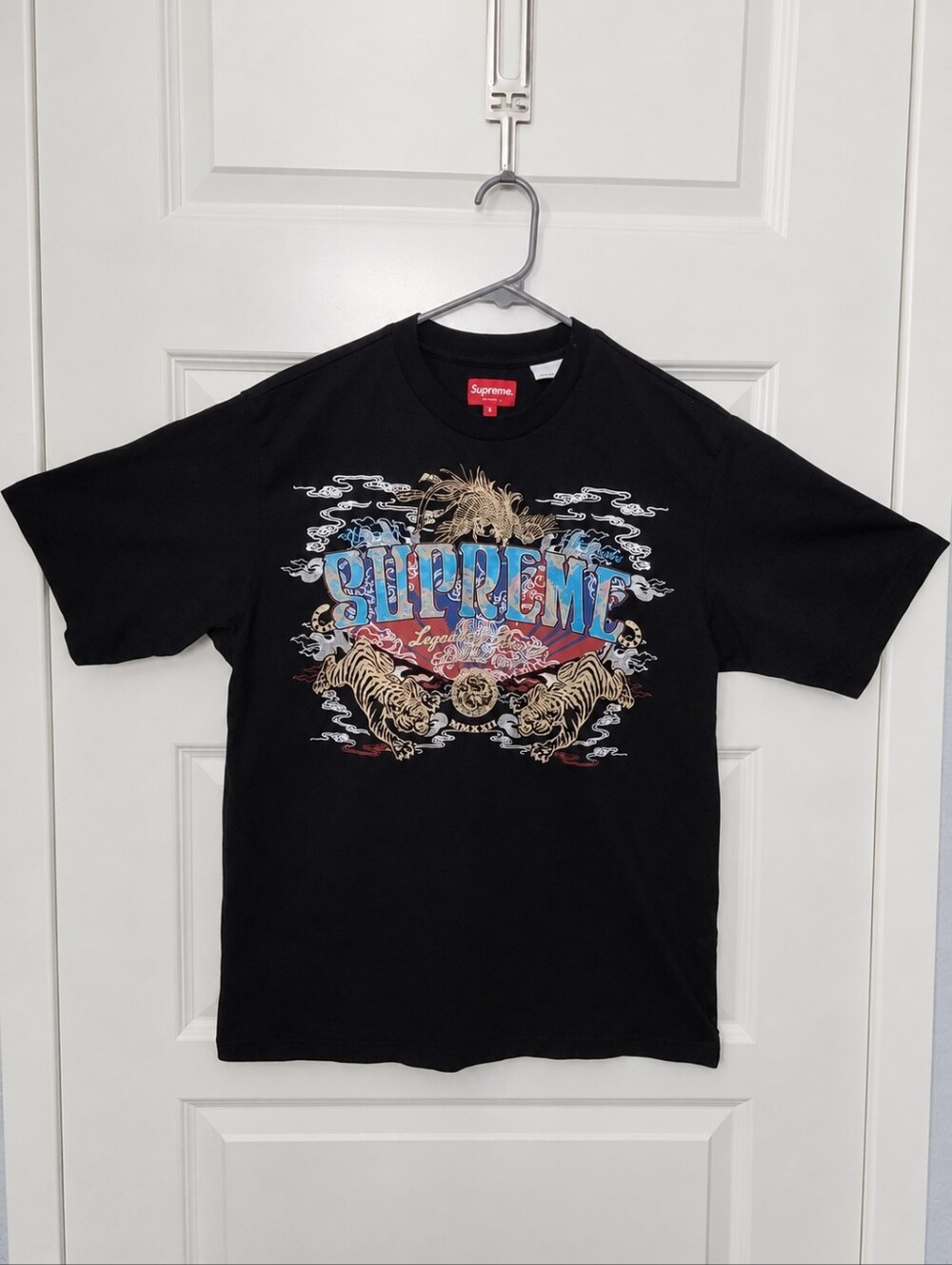Supreme SS22 Legendary S T-Shirt – Black – Tiger & Dragon Graphic – Size Small
